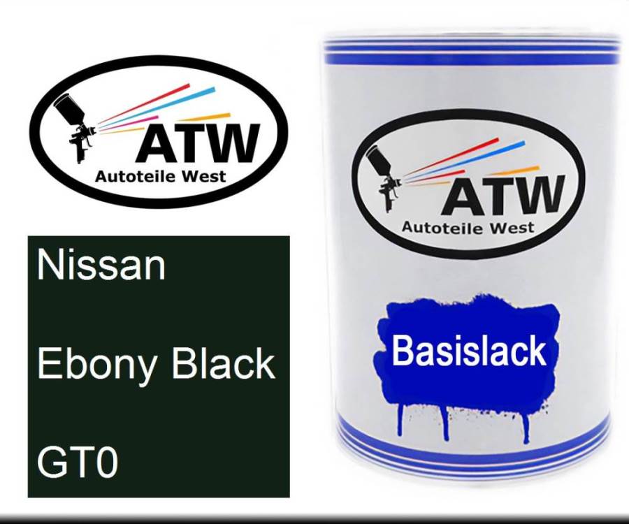 Nissan, Ebony Black, GT0: 500ml Lackdose, von ATW Autoteile West.